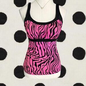 Hot Pink + Black Zebra Y2K Vintage Early 2000s Top ZeroXPosur size large (12)